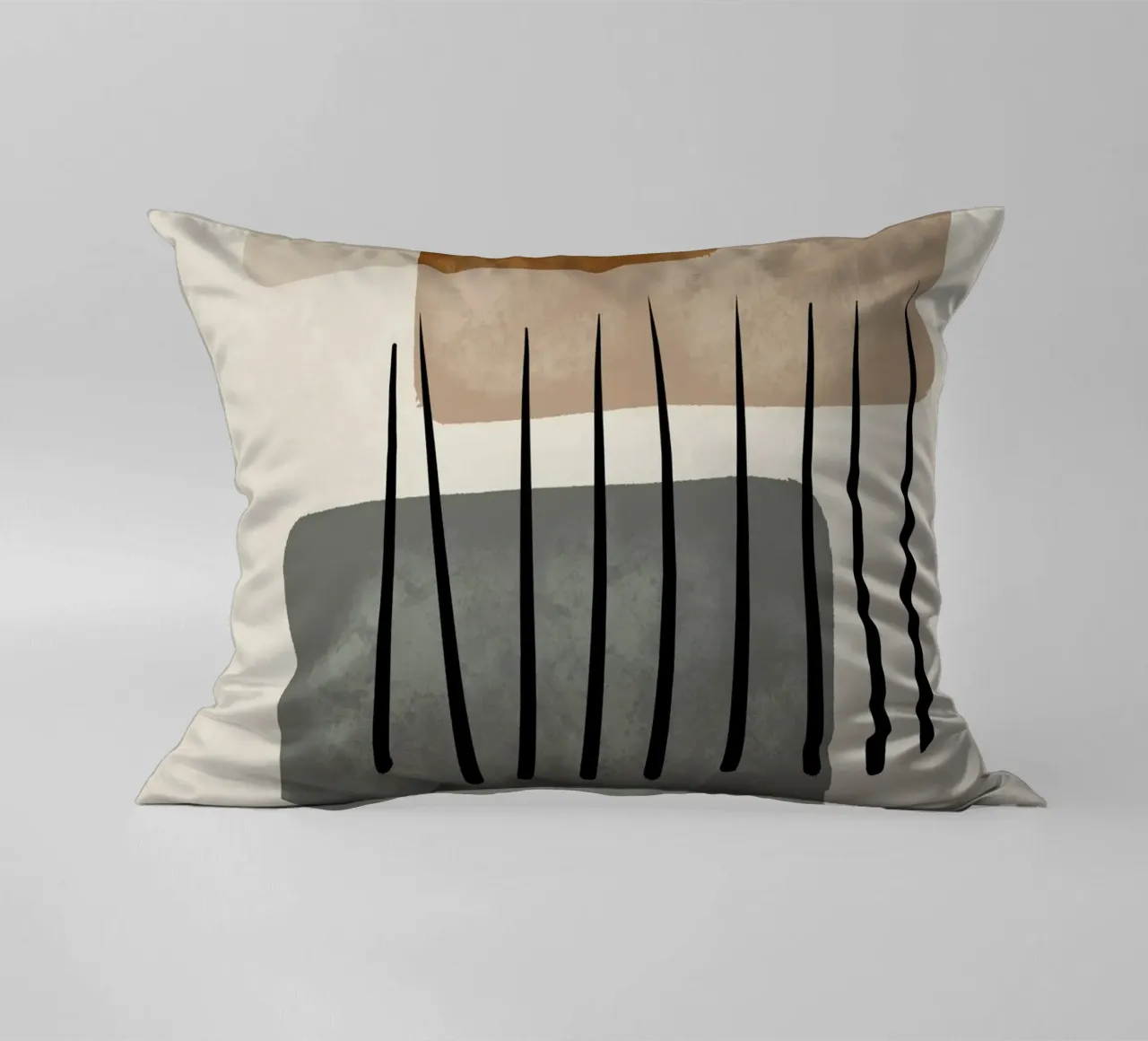 Modern abstract organic shapes and lines in earth tones cuscino da Imaginative