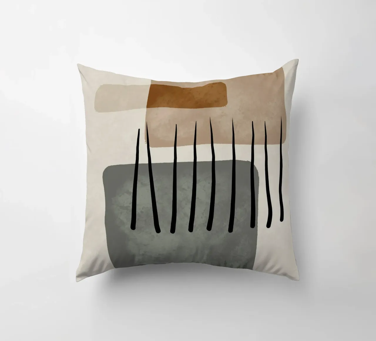 Modern abstract organic shapes and lines in earth tones cuscino da Imaginative