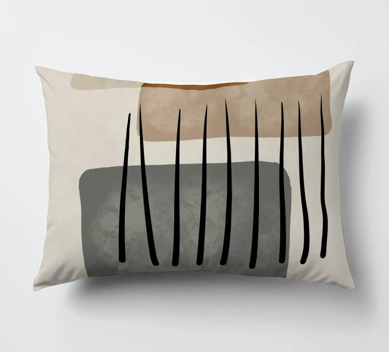 Modern abstract organic shapes and lines in earth tones cuscino da Imaginative