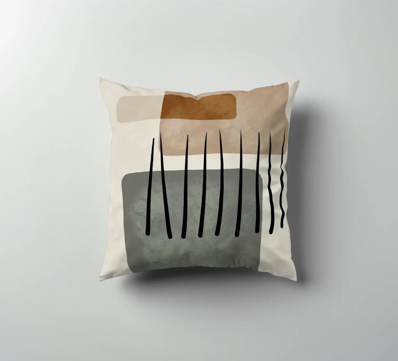 Modern abstract organic shapes and lines in earth tones cuscino da Imaginative