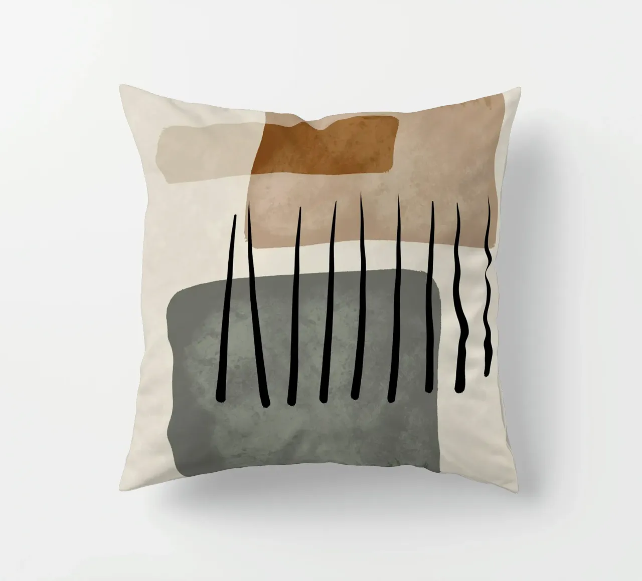Modern abstract organic shapes and lines in earth tones cuscino da Imaginative