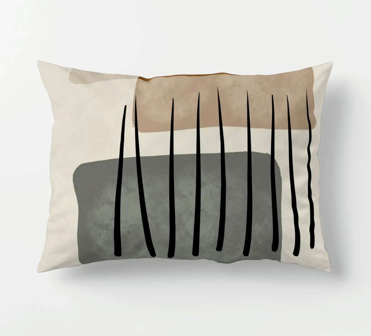Modern abstract organic shapes and lines in earth tones cuscino da Imaginative