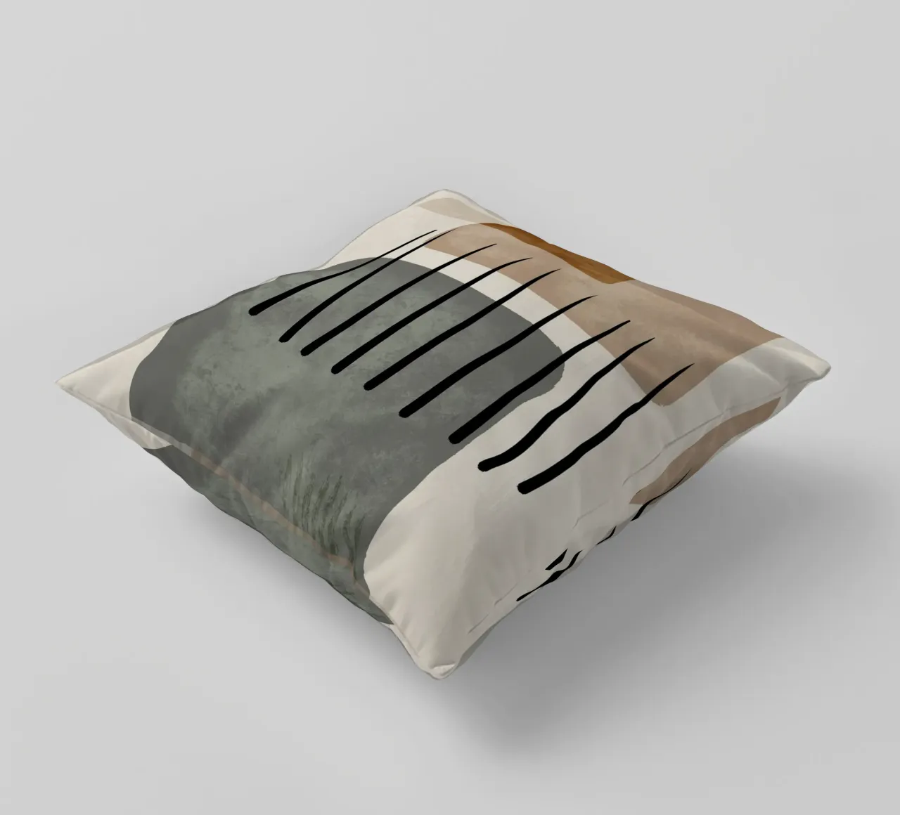 Modern abstract organic shapes and lines in earth tones cuscino da Imaginative