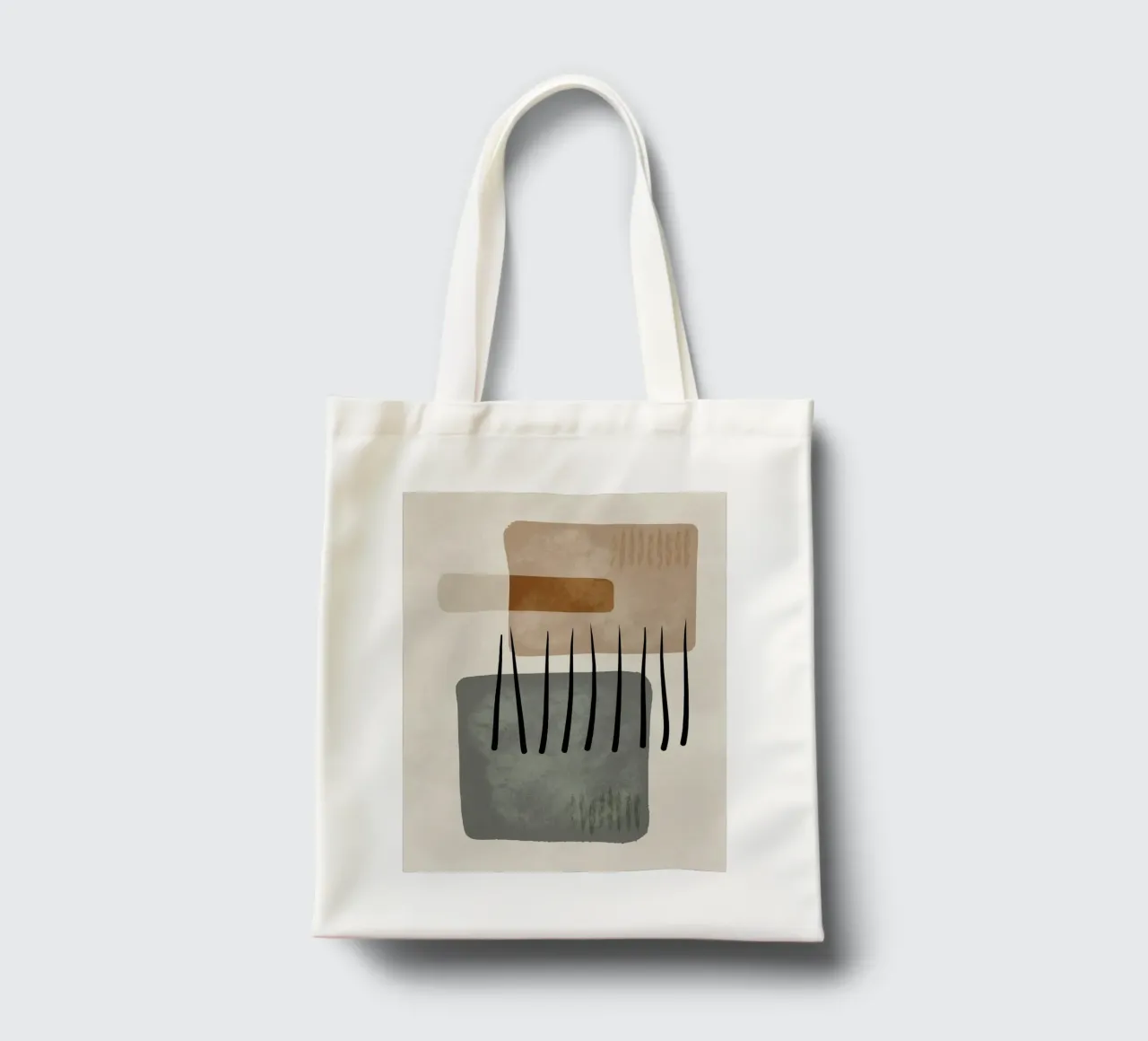 Modern abstract organic shapes and lines in earth tones borsa in juta da Imaginative