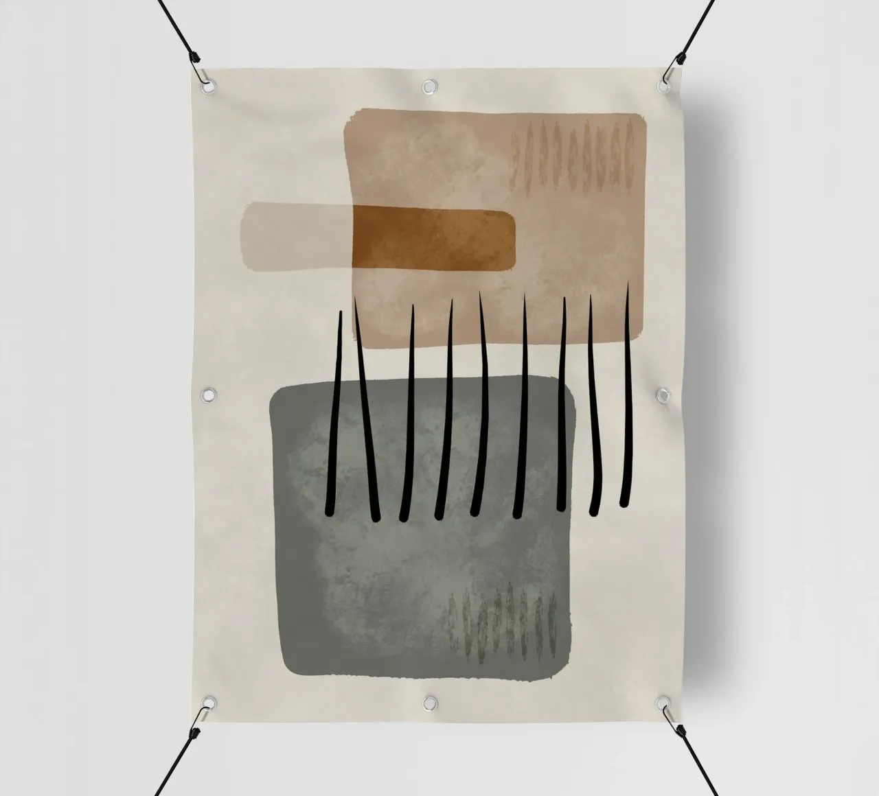 Modern abstract organic shapes and lines in earth tones telo in pvc da Imaginative