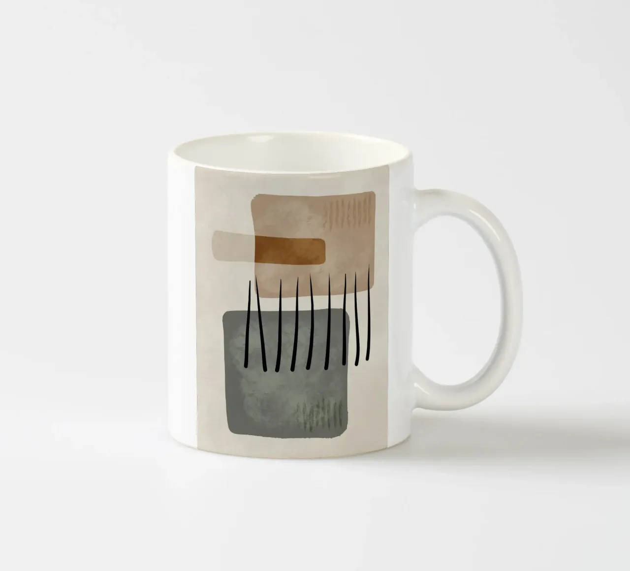 Modern abstract organic shapes and lines in earth tones keramische mok van Imaginative