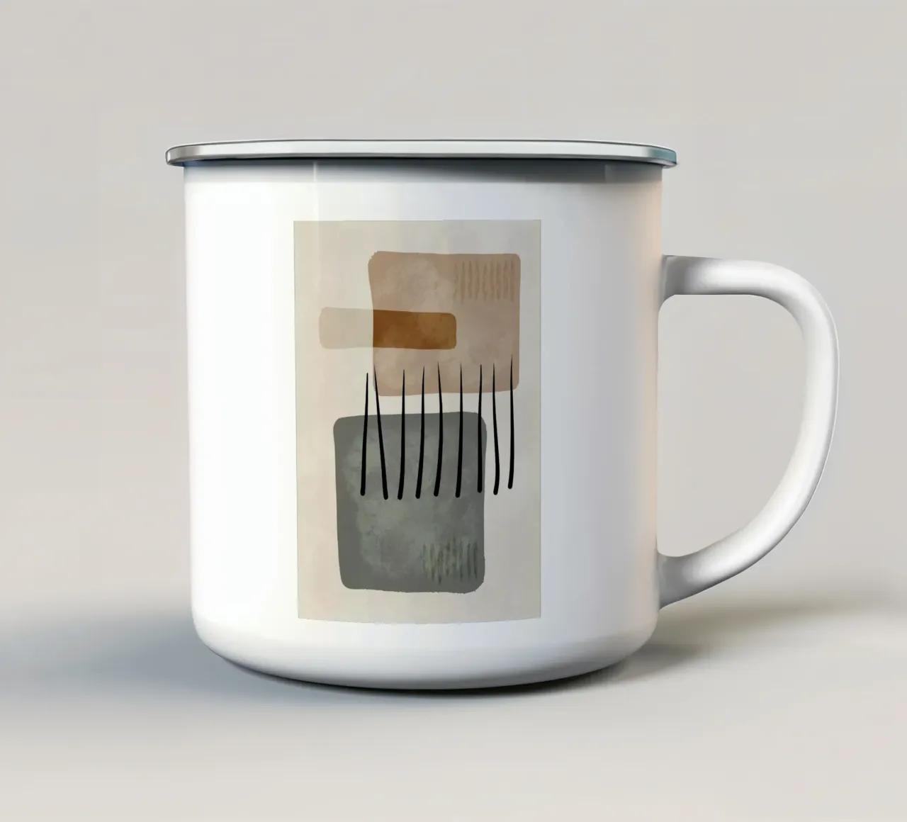 Modern abstract organic shapes and lines in earth tones tazza in smalto da Imaginative