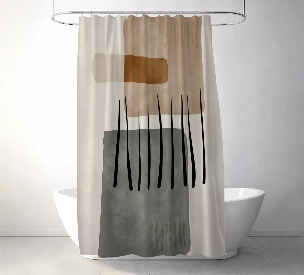 Modern abstract organic shapes and lines in earth tones tenda da doccia da Imaginative