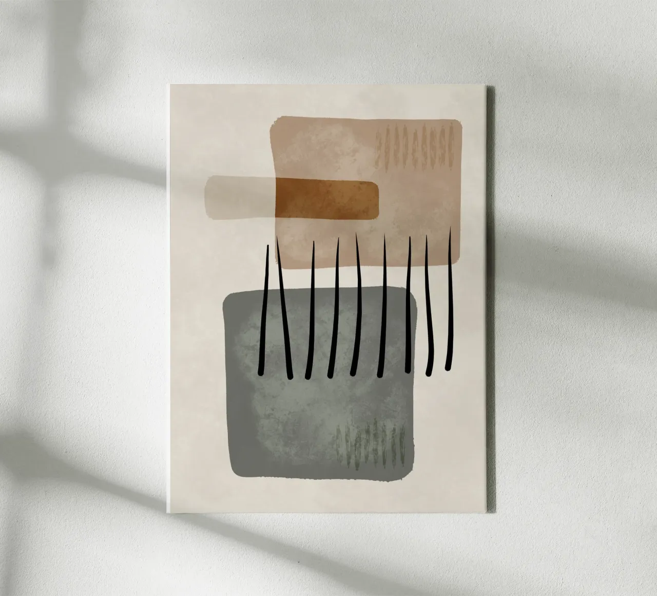 Modern abstract organic shapes and lines in earth tones tela da Imaginative