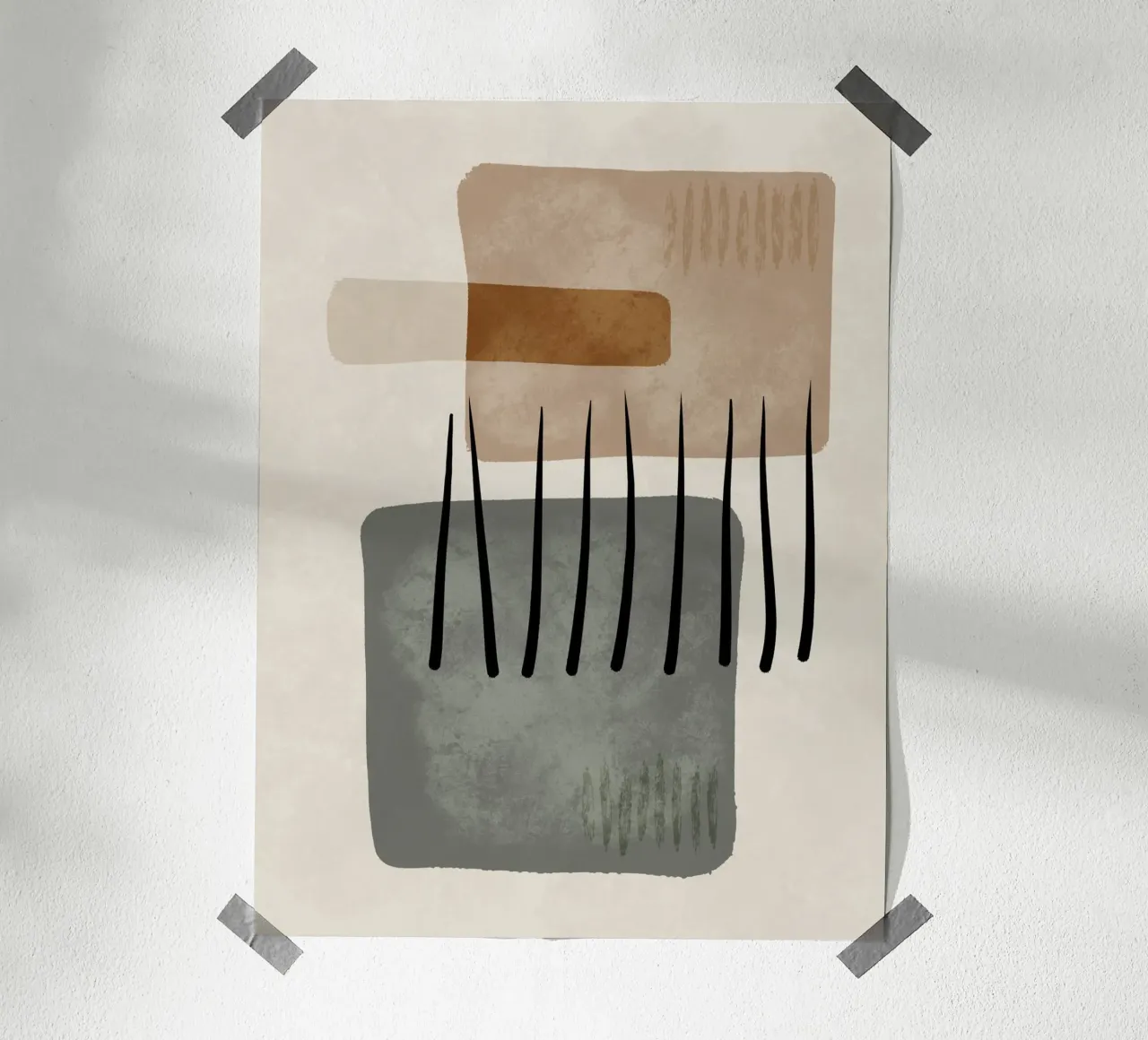 Modern abstract organic shapes and lines in earth tones poster da Imaginative