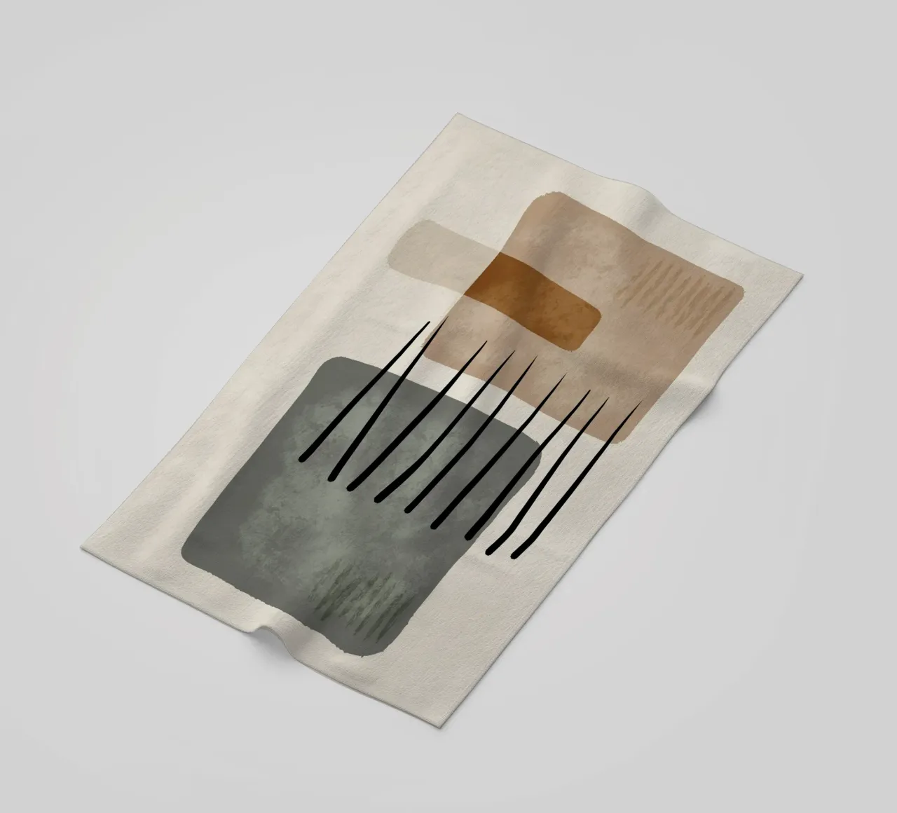Modern abstract organic shapes and lines in earth tones telo mare da Imaginative
