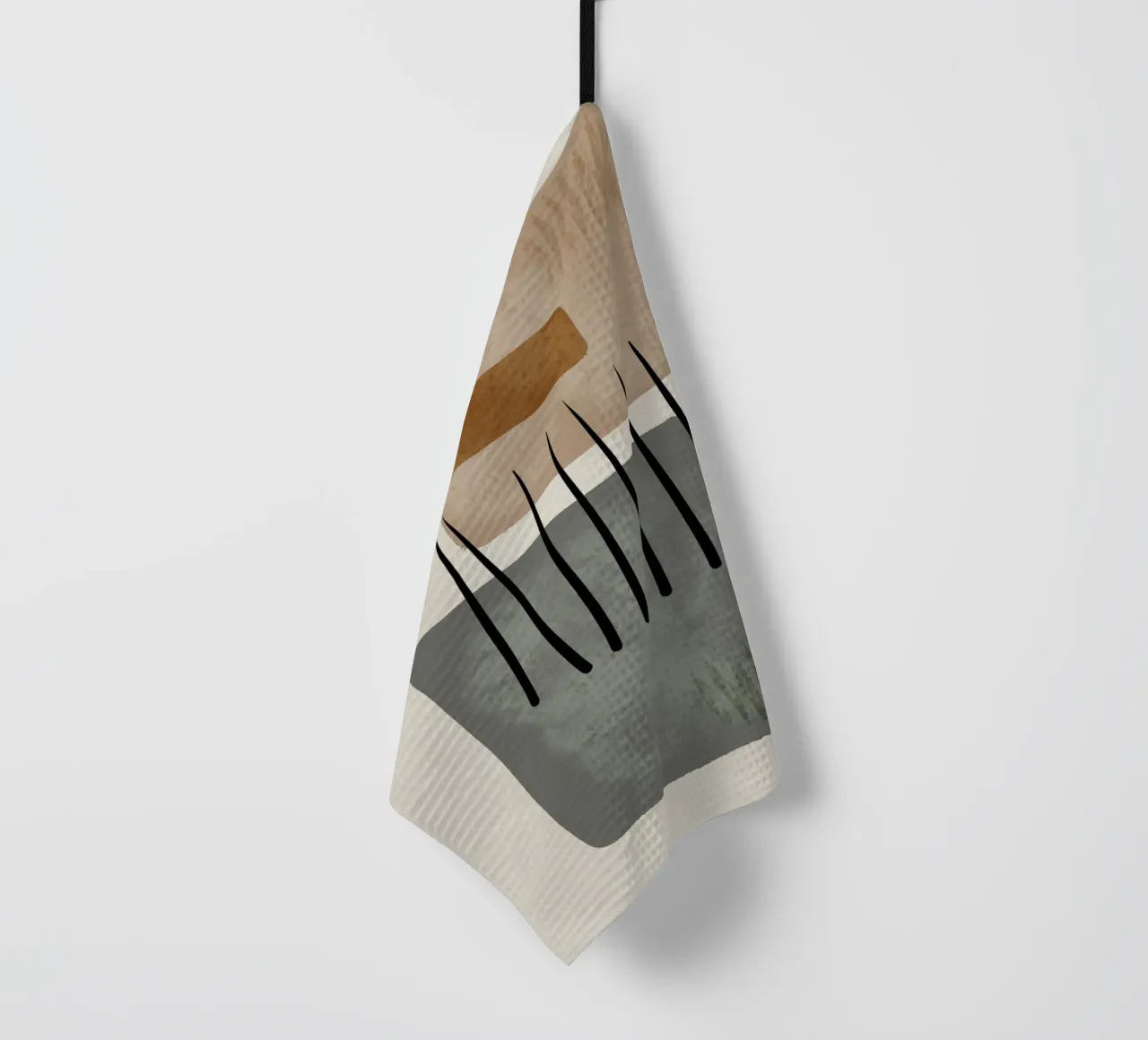 Modern abstract organic shapes and lines in earth tones torchon de Imaginative