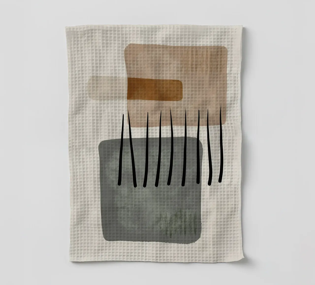 Modern abstract organic shapes and lines in earth tones torchon de Imaginative