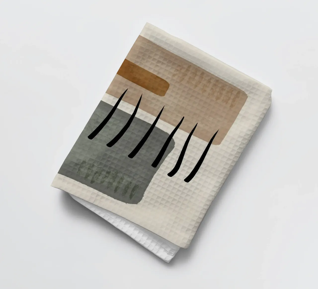 Modern abstract organic shapes and lines in earth tones torchon de Imaginative