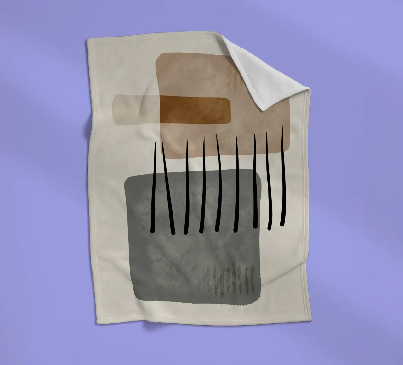 Modern abstract organic shapes and lines in earth tones coperta in pile da Imaginative