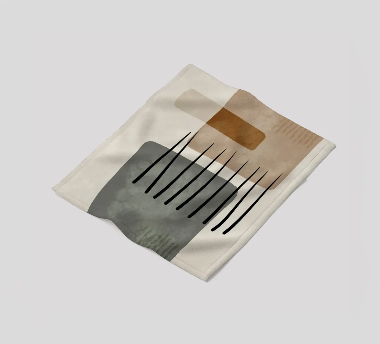 Modern abstract organic shapes and lines in earth tones coperta in pile da Imaginative