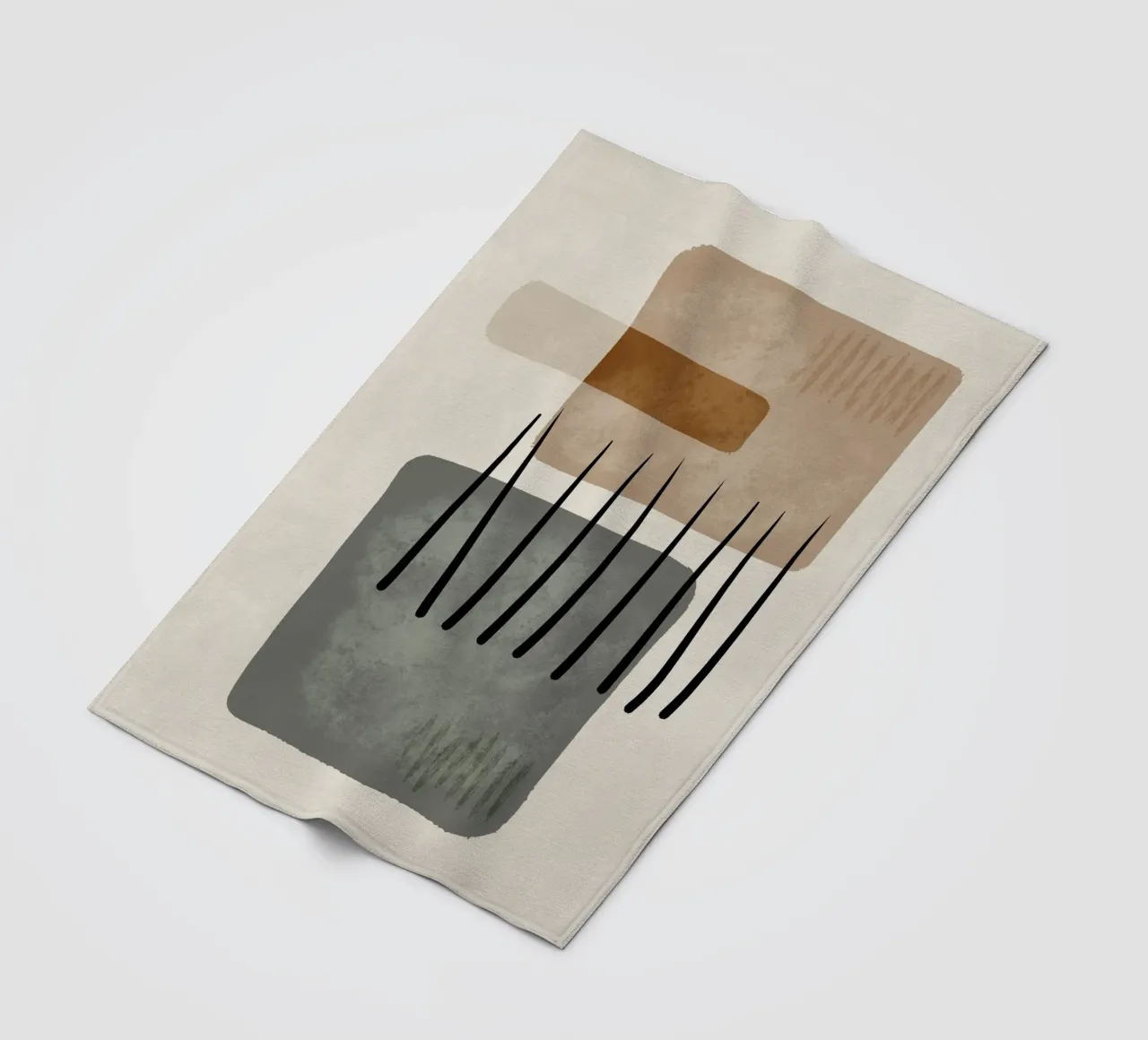 Modern abstract organic shapes and lines in earth tones coperta in pile da Imaginative