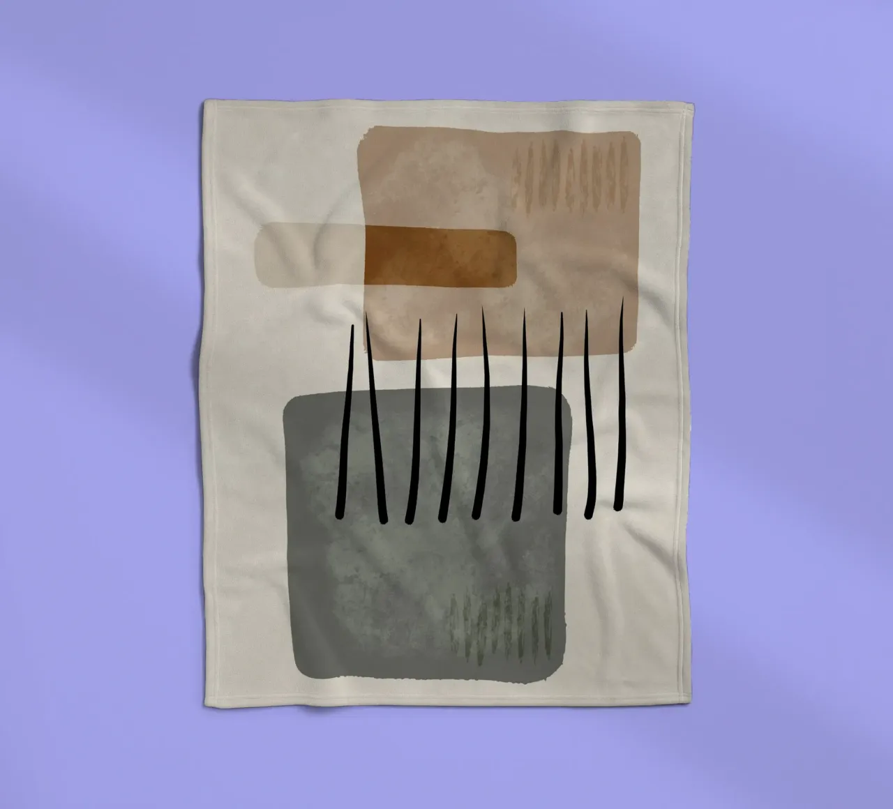 Modern abstract organic shapes and lines in earth tones coperta in pile da Imaginative