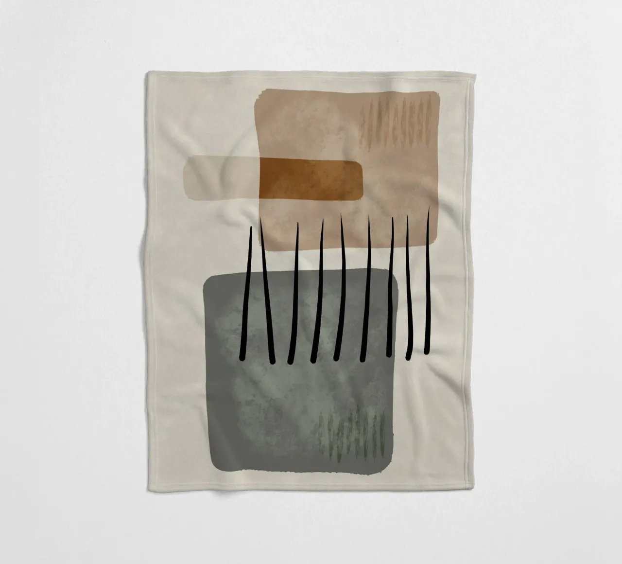 Modern abstract organic shapes and lines in earth tones coperta in pile da Imaginative