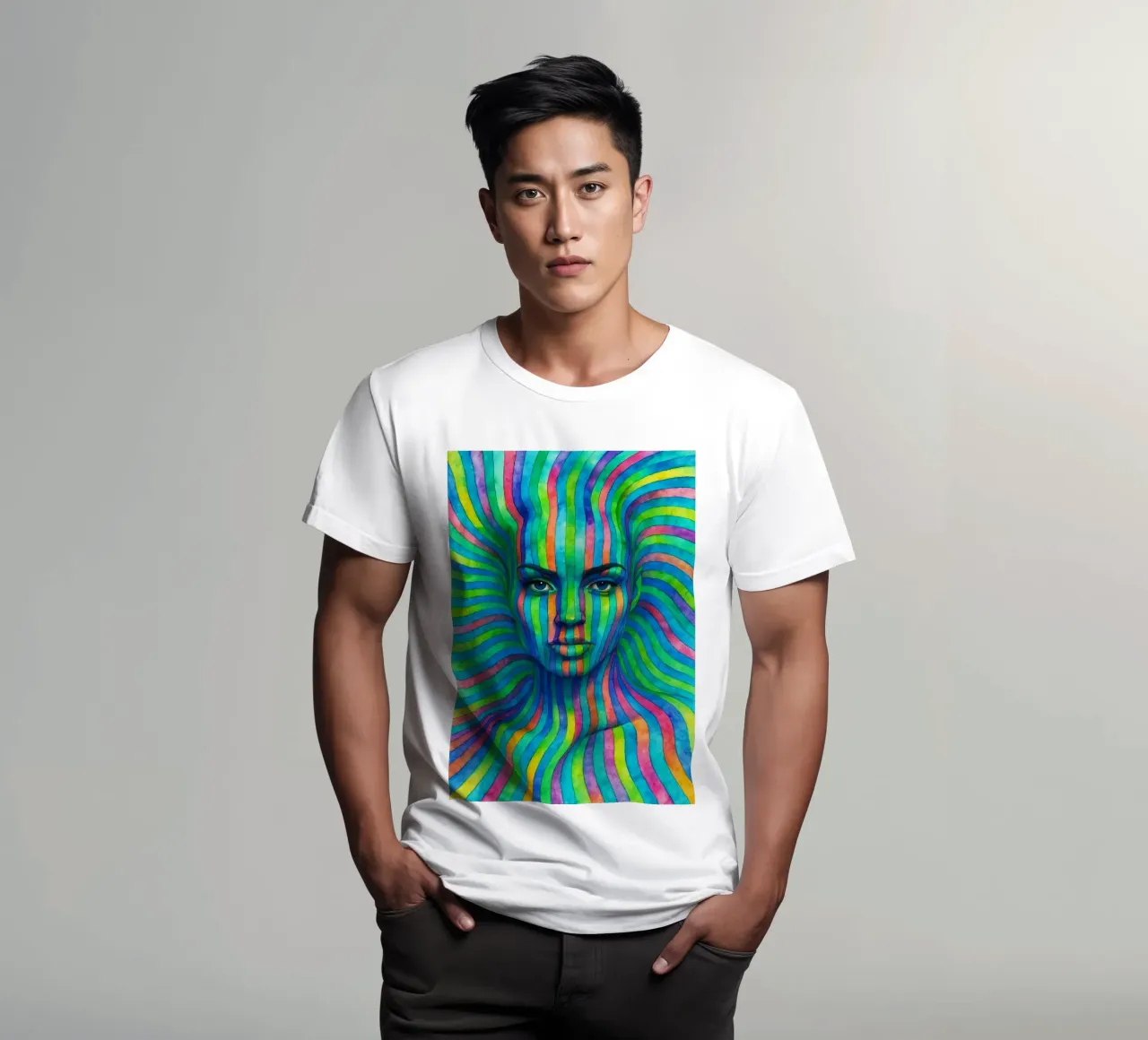 linea geometrica astratta del viso delle donne t-shirt da arkhanz