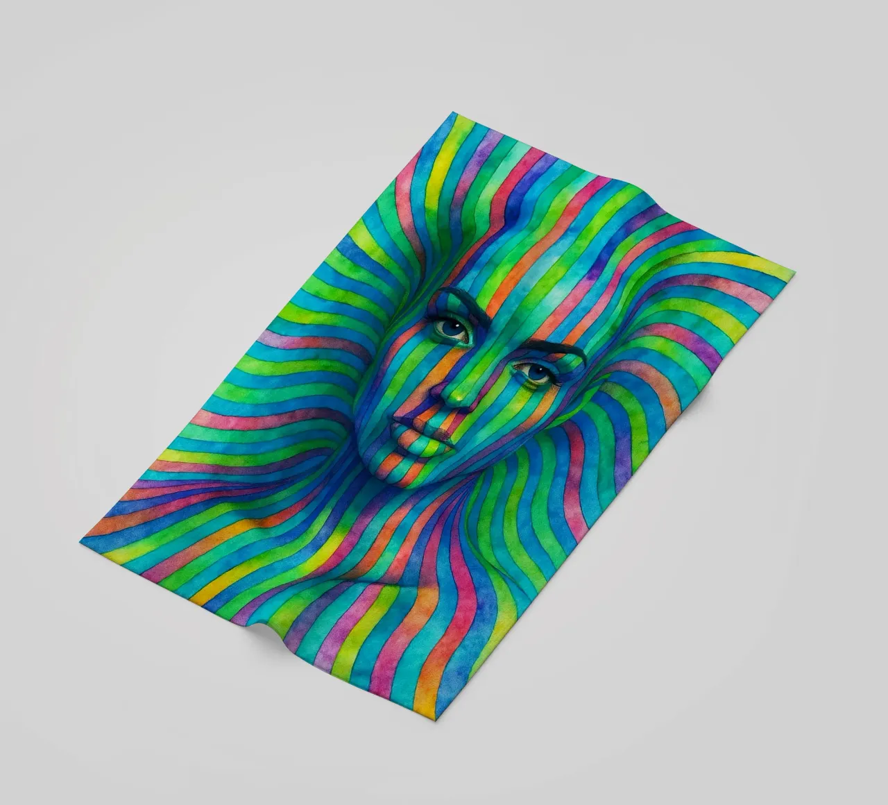 linea geometrica astratta del viso delle donne telo mare da arkhanz