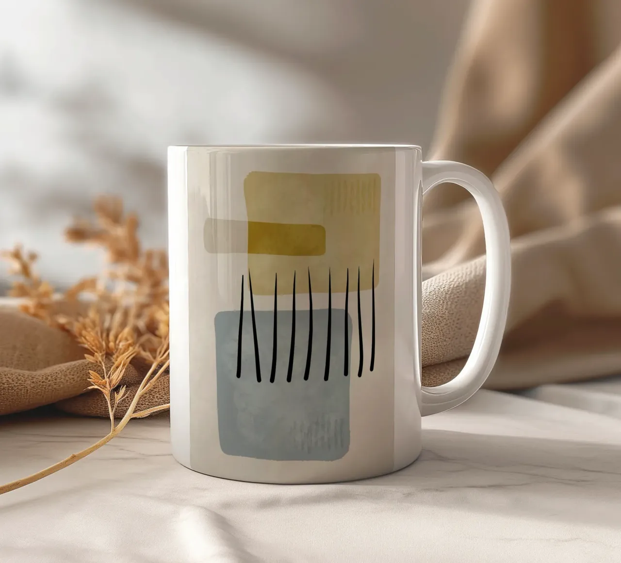 Modern abstract organic shapes and lines in pastel shades tazza in ceramica da Imaginative