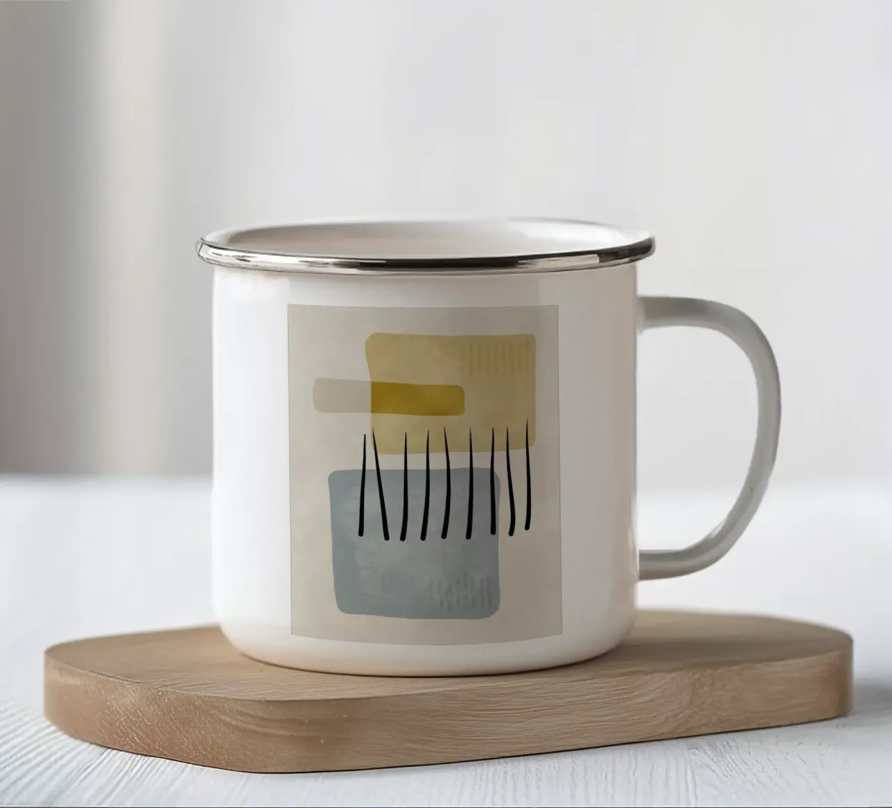 Modern abstract organic shapes and lines in pastel shades emaille mok van Imaginative