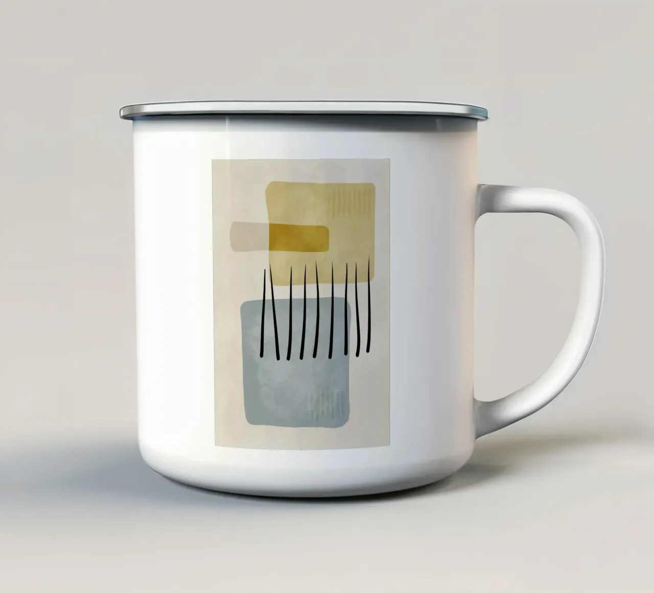 Modern abstract organic shapes and lines in pastel shades emaille mok van Imaginative