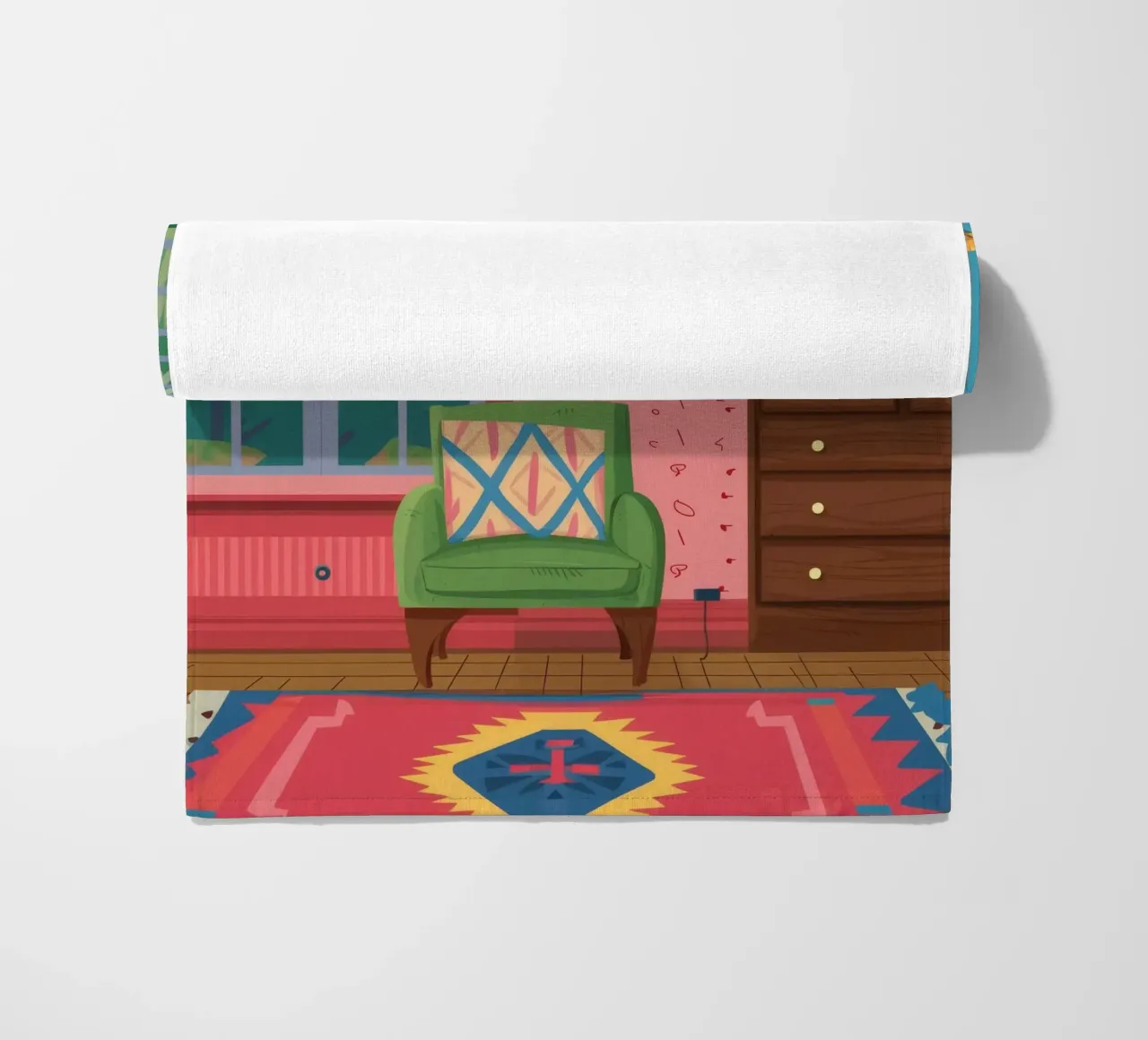 Masked Window Stillness beach towel by Tiga Bersama