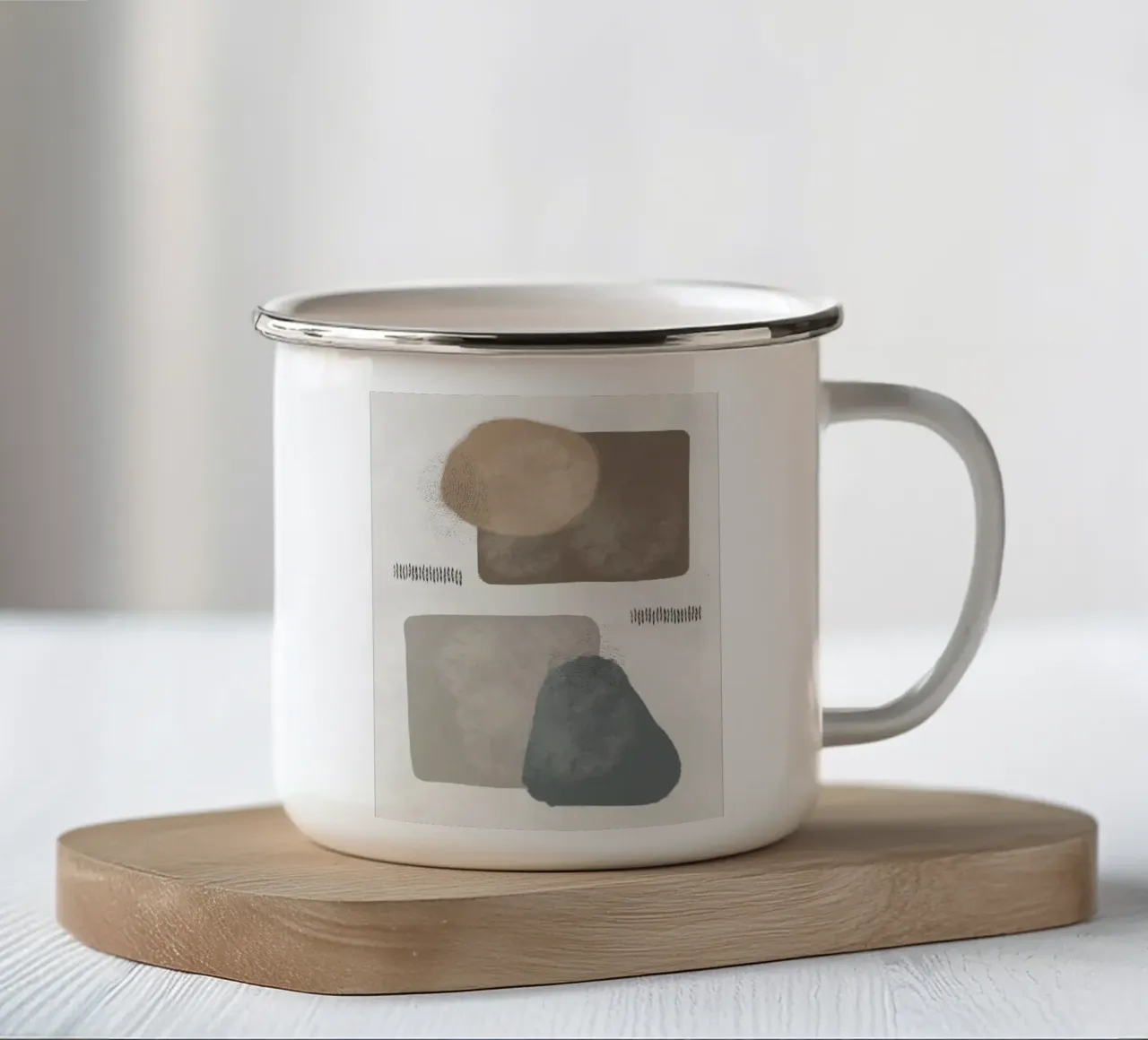 Modern abstract organic shapes in earth tones tazza in smalto da Imaginative