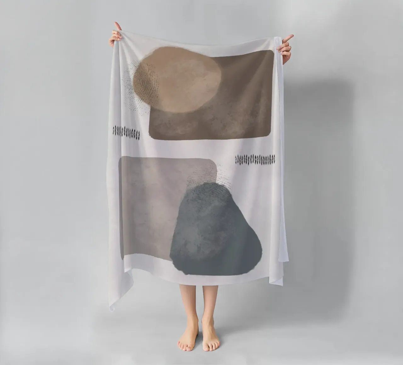 Modern abstract organic shapes in earth tones telo mare da Imaginative