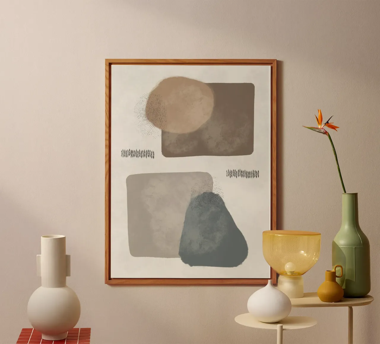 Modern abstract organic shapes in earth tones alluminio dibond da Imaginative