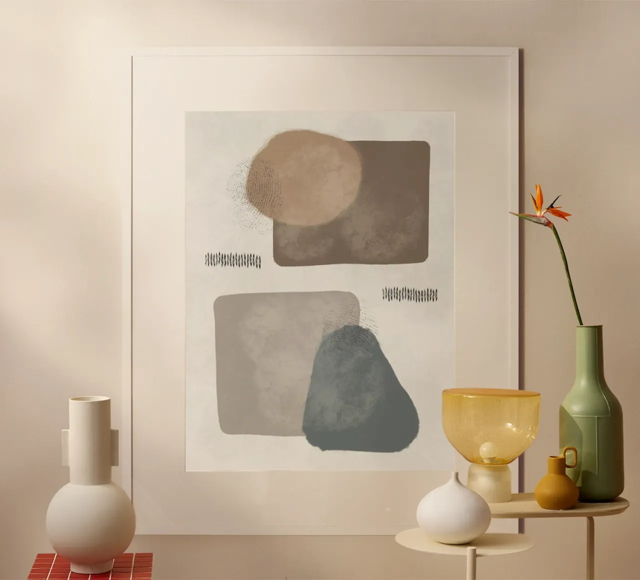 Modern abstract organic shapes in earth tones carta hahnemühle da Imaginative