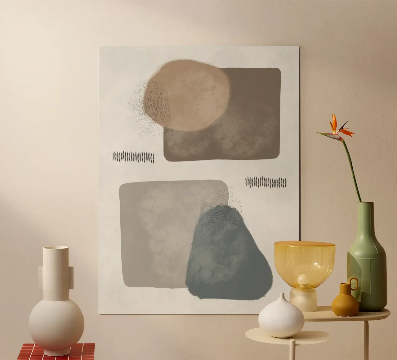 Modern abstract organic shapes in earth tones carta hahnemühle da Imaginative