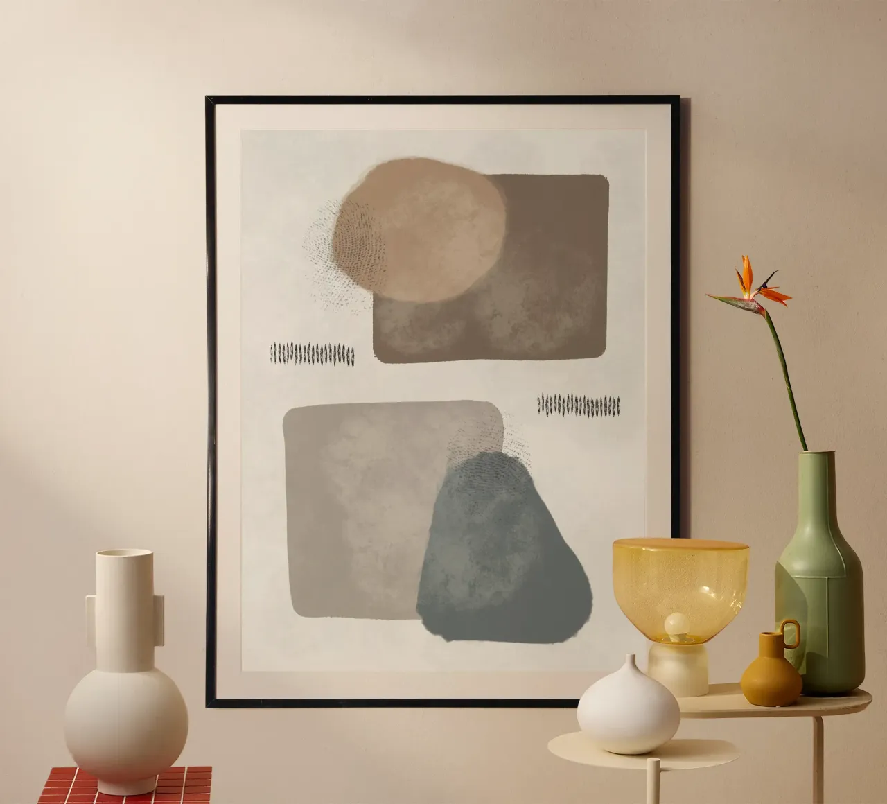 Modern abstract organic shapes in earth tones carta hahnemühle da Imaginative