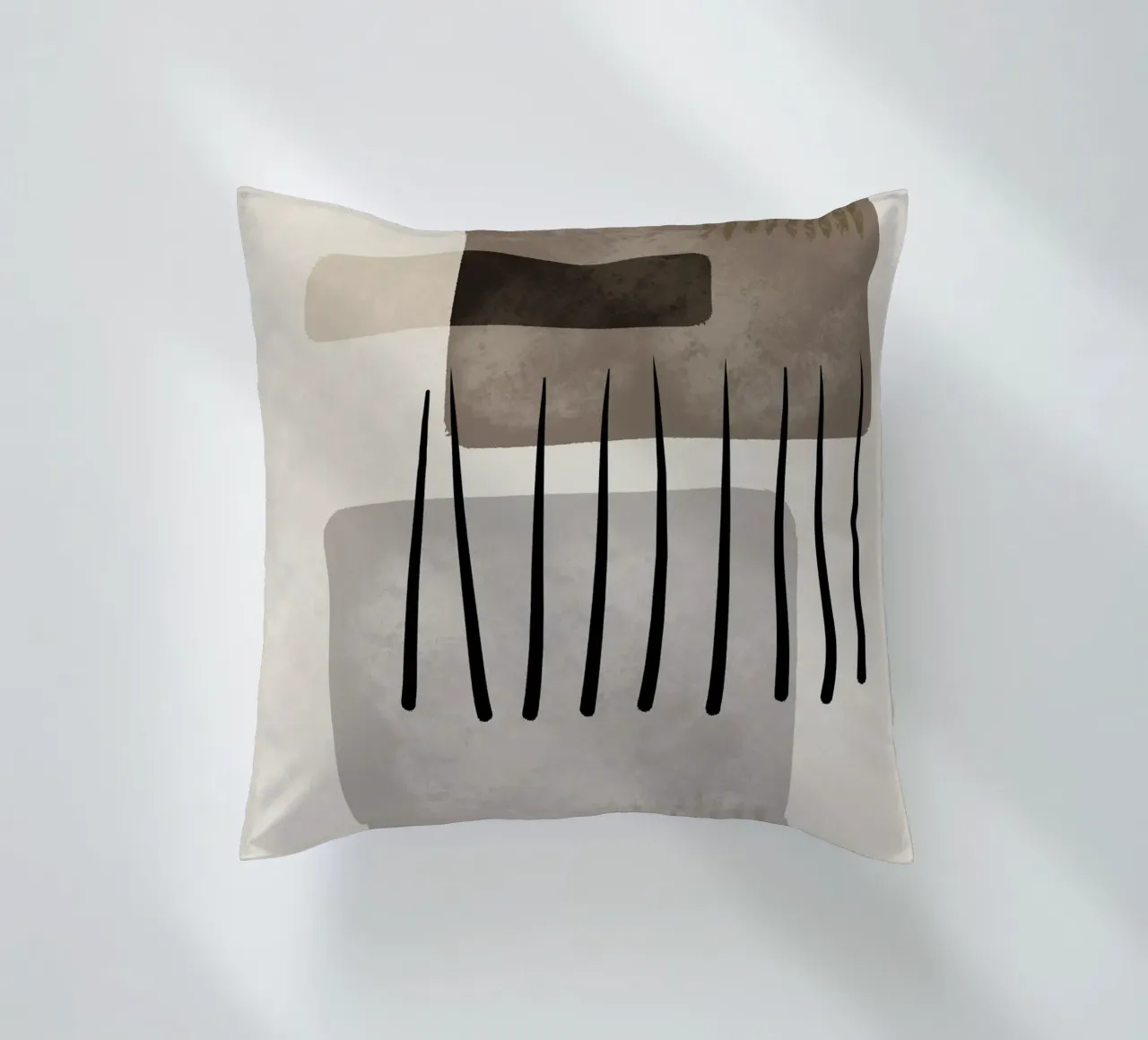 Modern abstract organic shapes and lines in earth tones cuscino da Imaginative