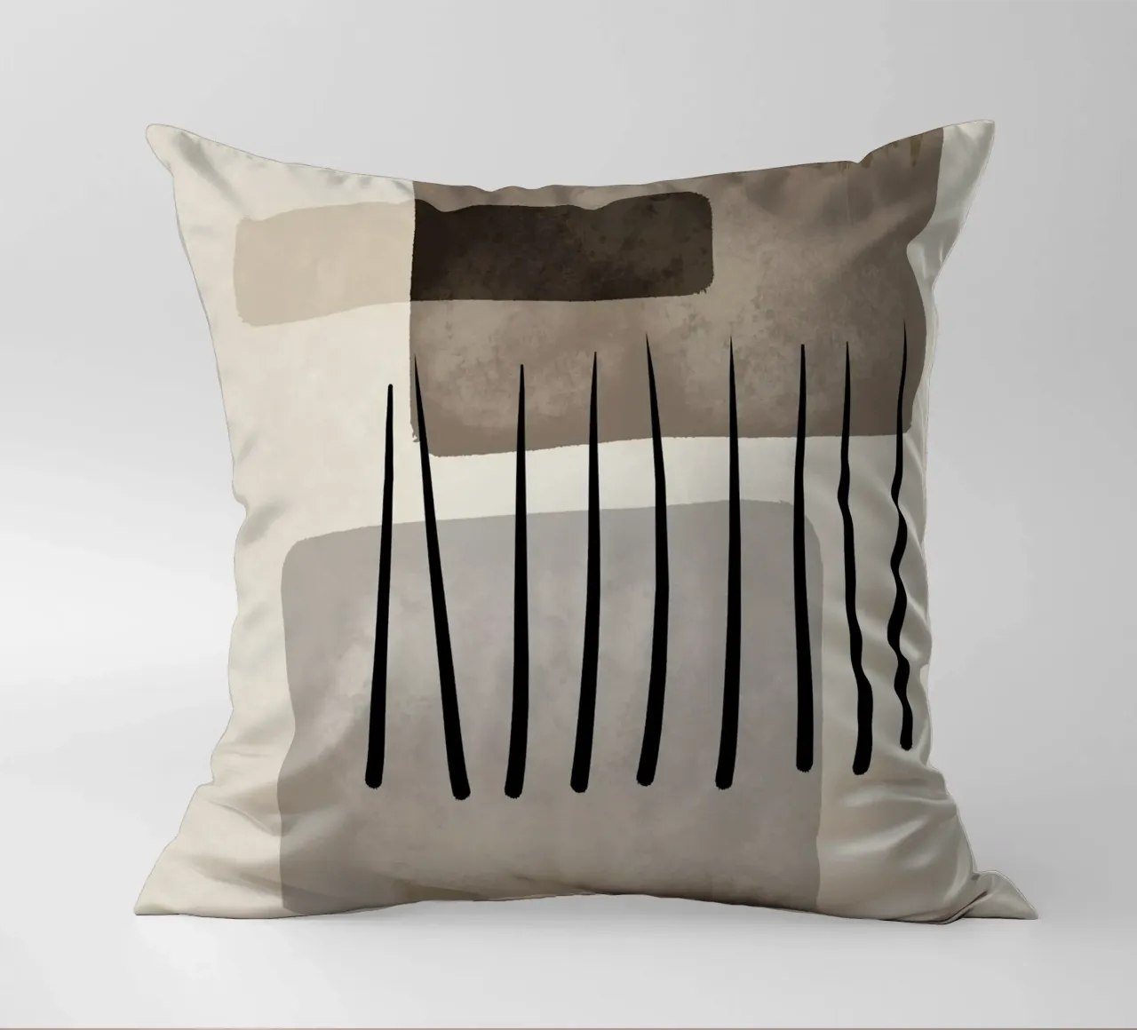 Modern abstract organic shapes and lines in earth tones cuscino da Imaginative