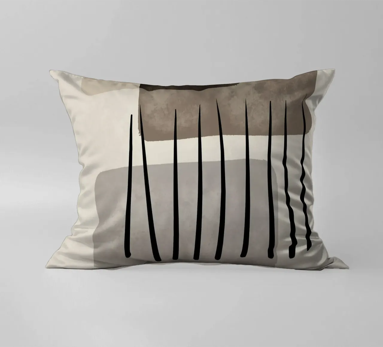 Modern abstract organic shapes and lines in earth tones cuscino da Imaginative