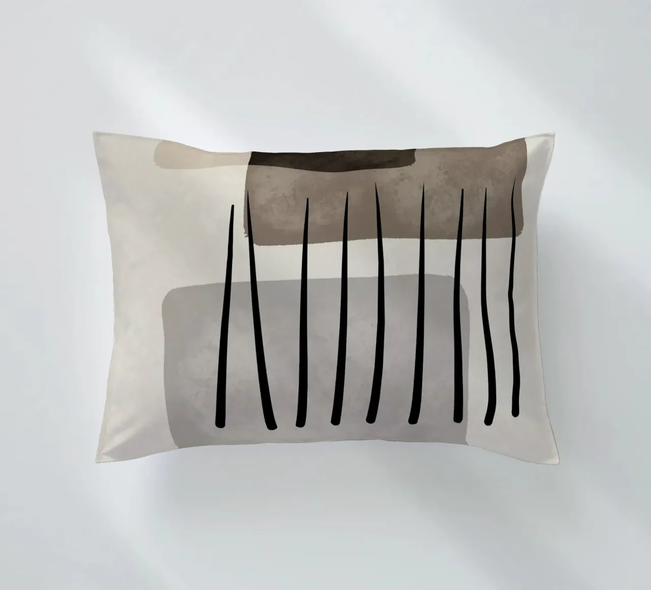 Modern abstract organic shapes and lines in earth tones cuscino da Imaginative