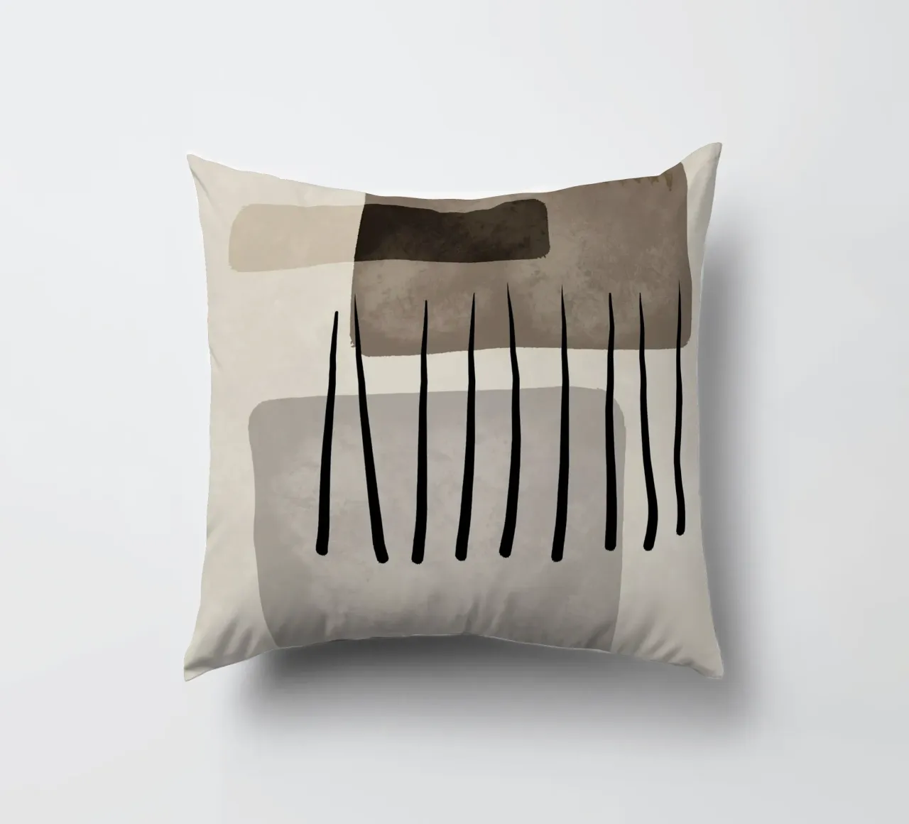 Modern abstract organic shapes and lines in earth tones cuscino da Imaginative