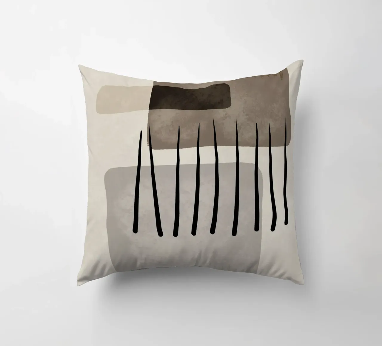 Modern abstract organic shapes and lines in earth tones cuscino da Imaginative
