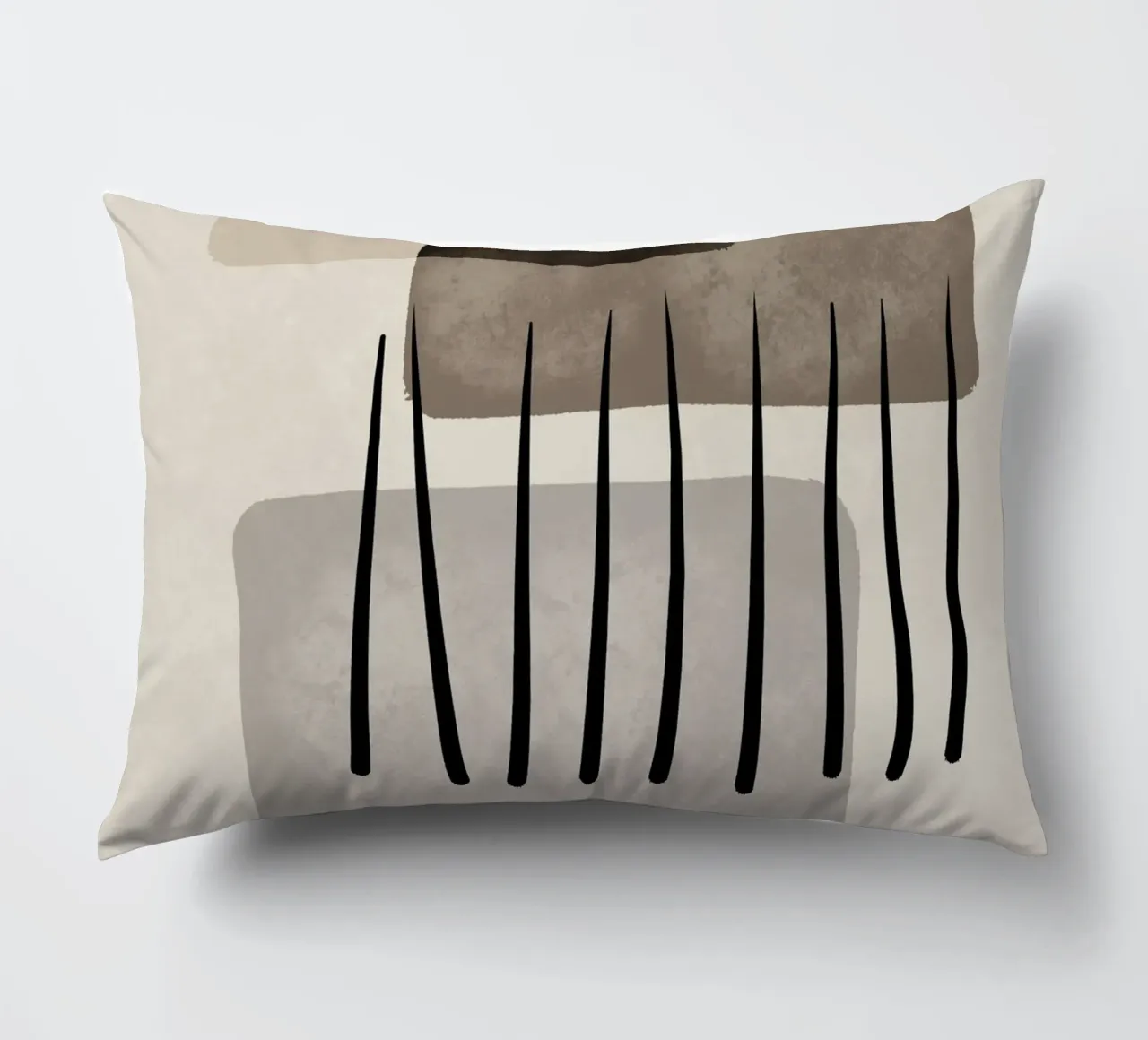 Modern abstract organic shapes and lines in earth tones cuscino da Imaginative
