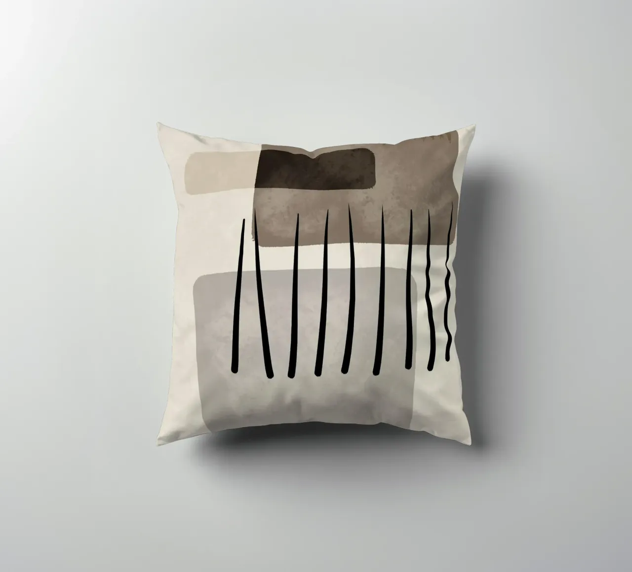 Modern abstract organic shapes and lines in earth tones cuscino da Imaginative