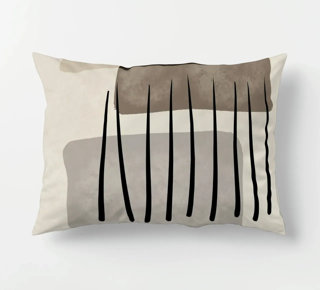 Modern abstract organic shapes and lines in earth tones cuscino da Imaginative