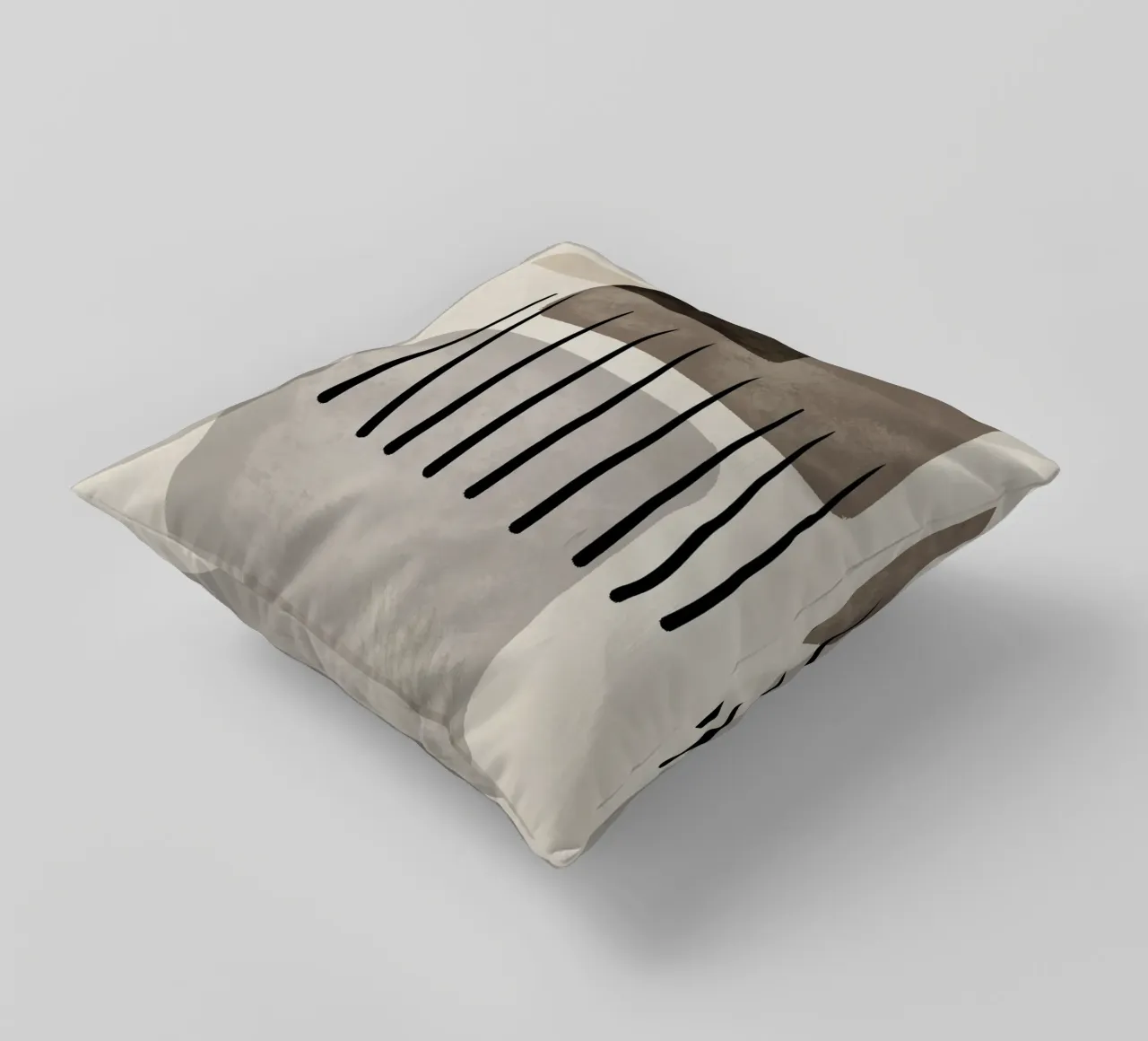 Modern abstract organic shapes and lines in earth tones cuscino da Imaginative