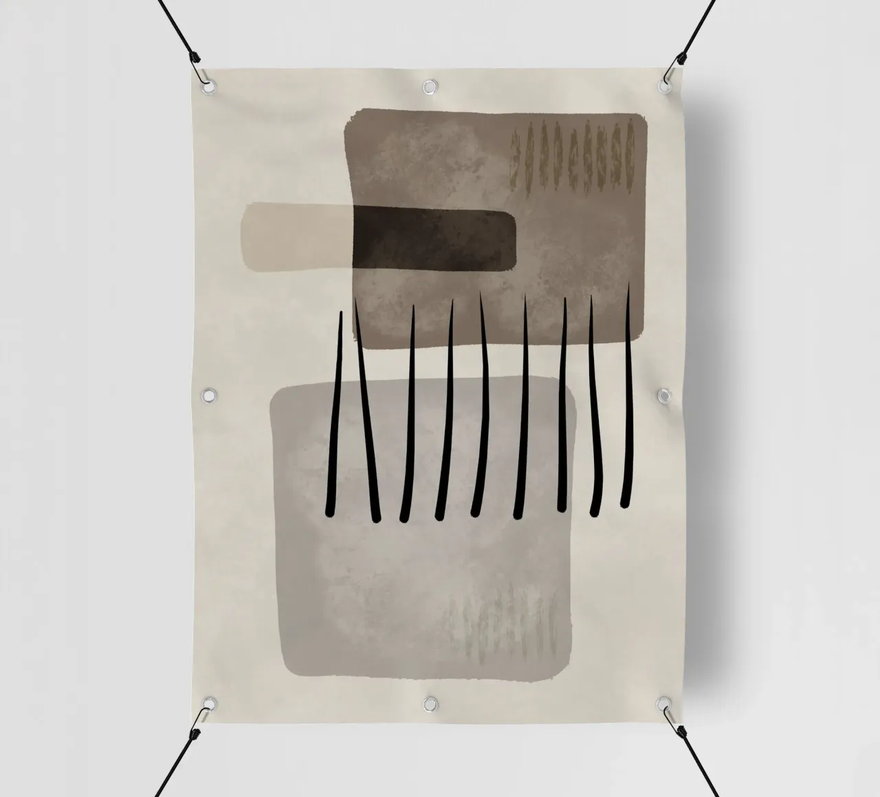 Modern abstract organic shapes and lines in earth tones telo in pvc da Imaginative