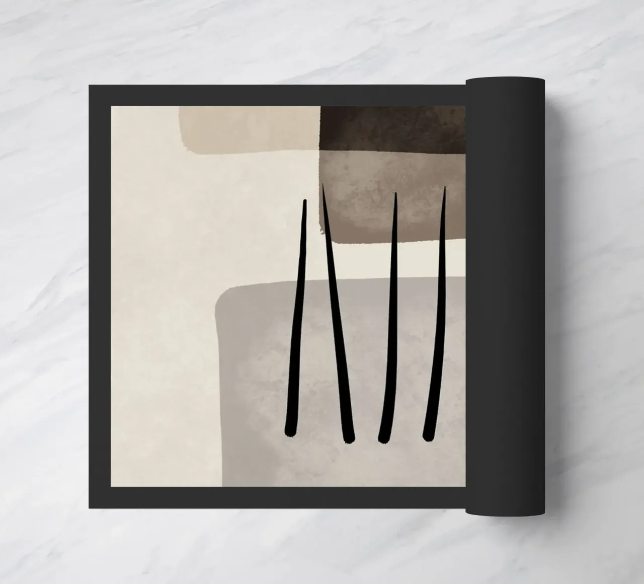 Modern abstract organic shapes and lines in earth tones felpudo de Imaginative