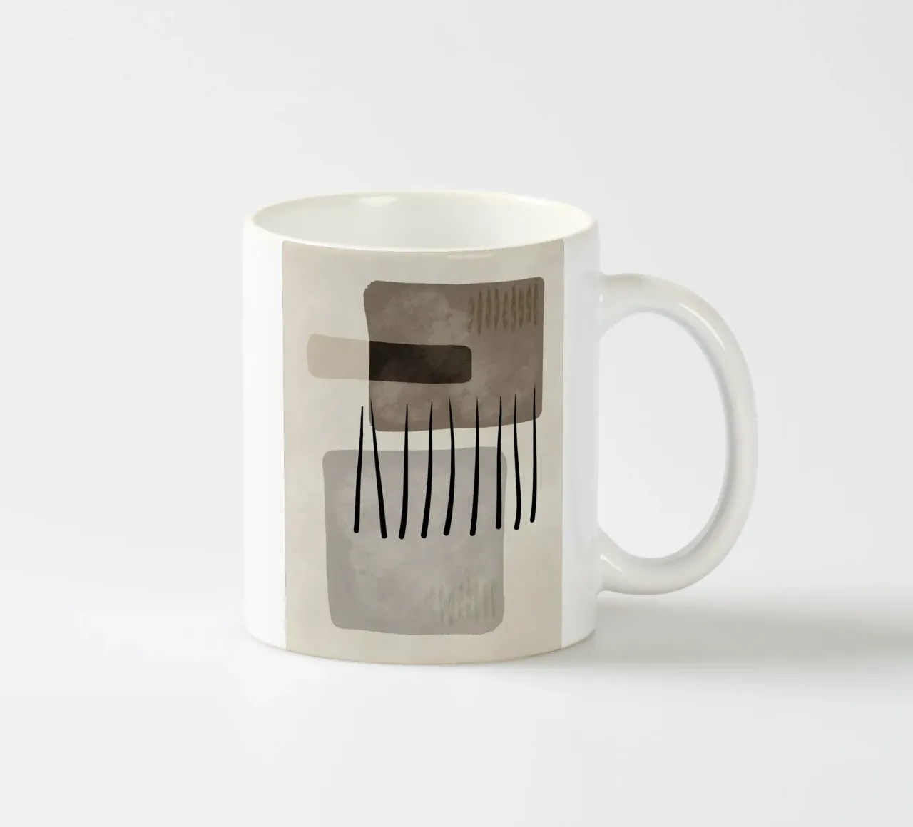 Modern abstract organic shapes and lines in earth tones keramische mok van Imaginative