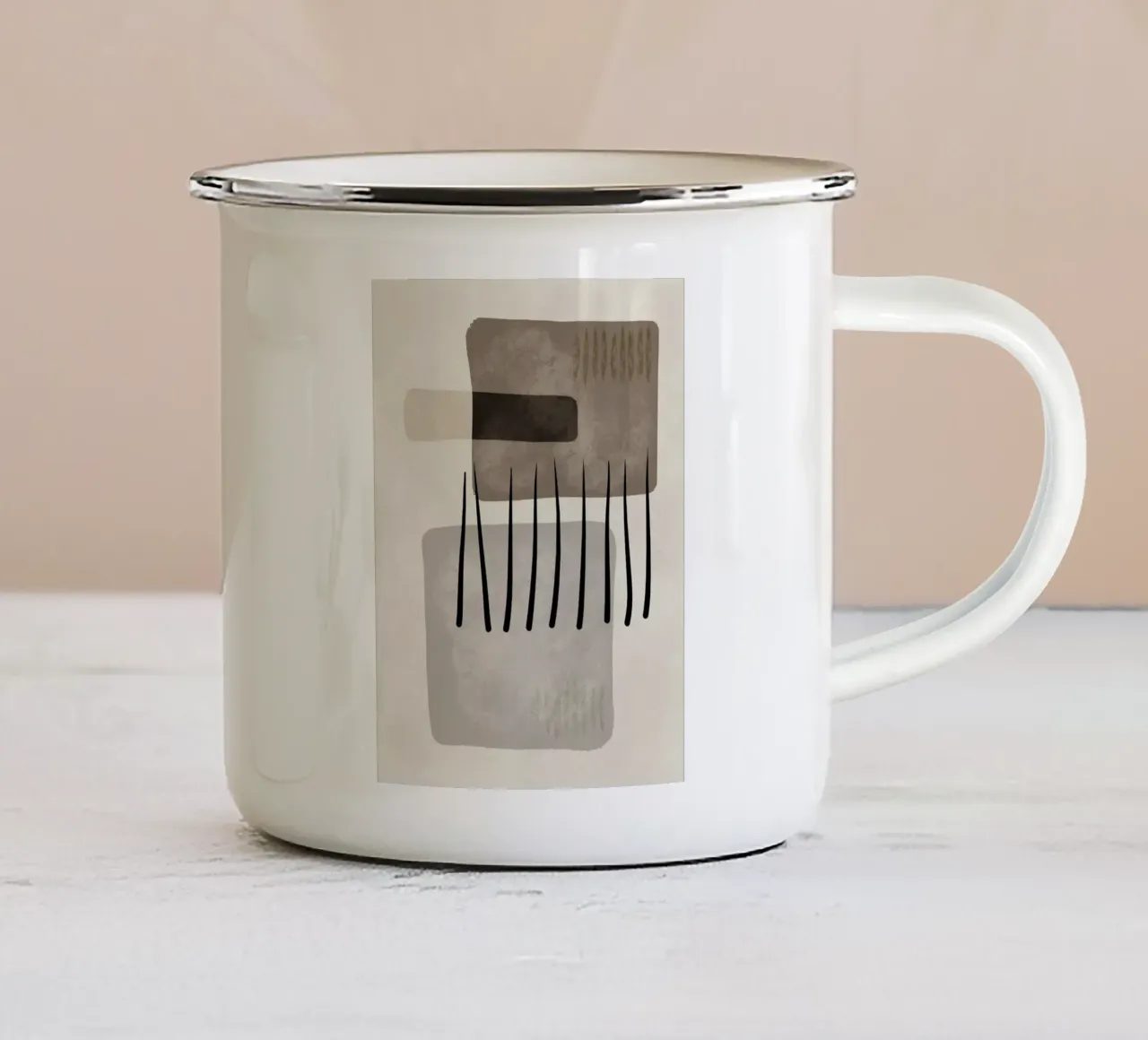 Modern abstract organic shapes and lines in earth tones Emaille Tasse von Imaginative