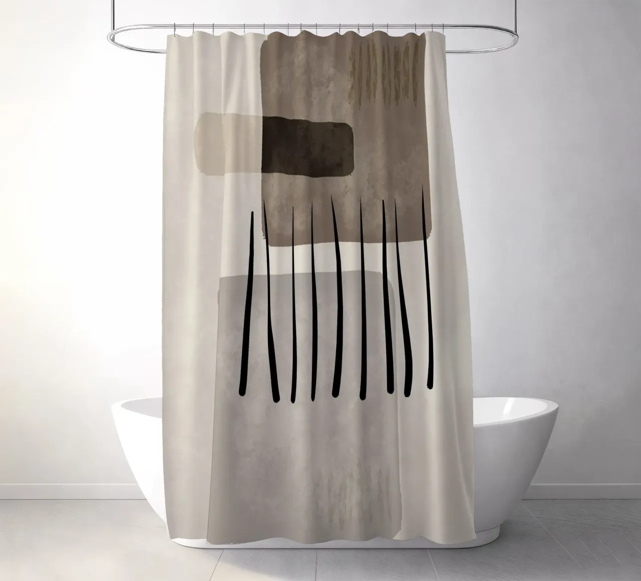 Modern abstract organic shapes and lines in earth tones Duschvorhang von Imaginative